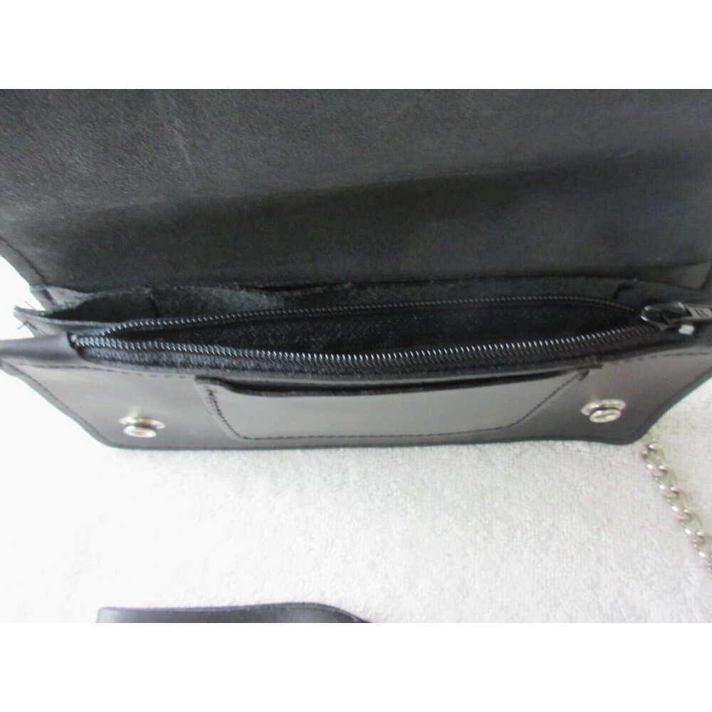 Men's Genuine Leather Skull Skeleton Trucker Snap Chain Wallet Black USA Made - Picture 7 of 7